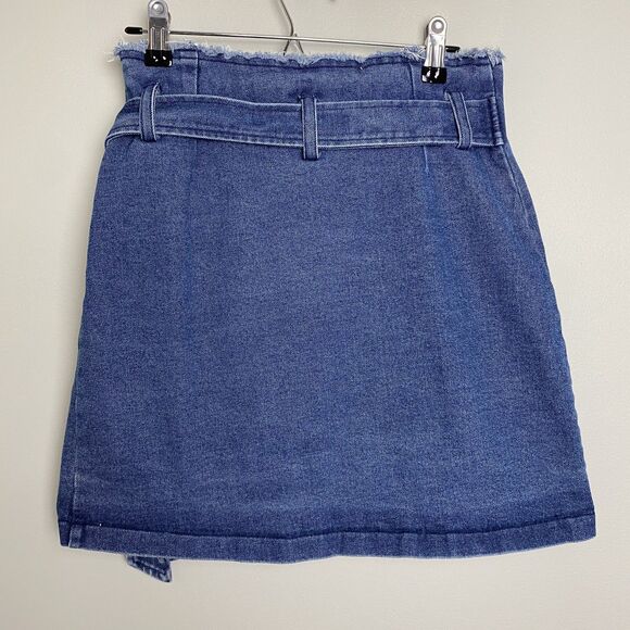 Emory Park Blue Denim Wrap Mini Skirt w D-Ring Buckle - Picture 3 of 6